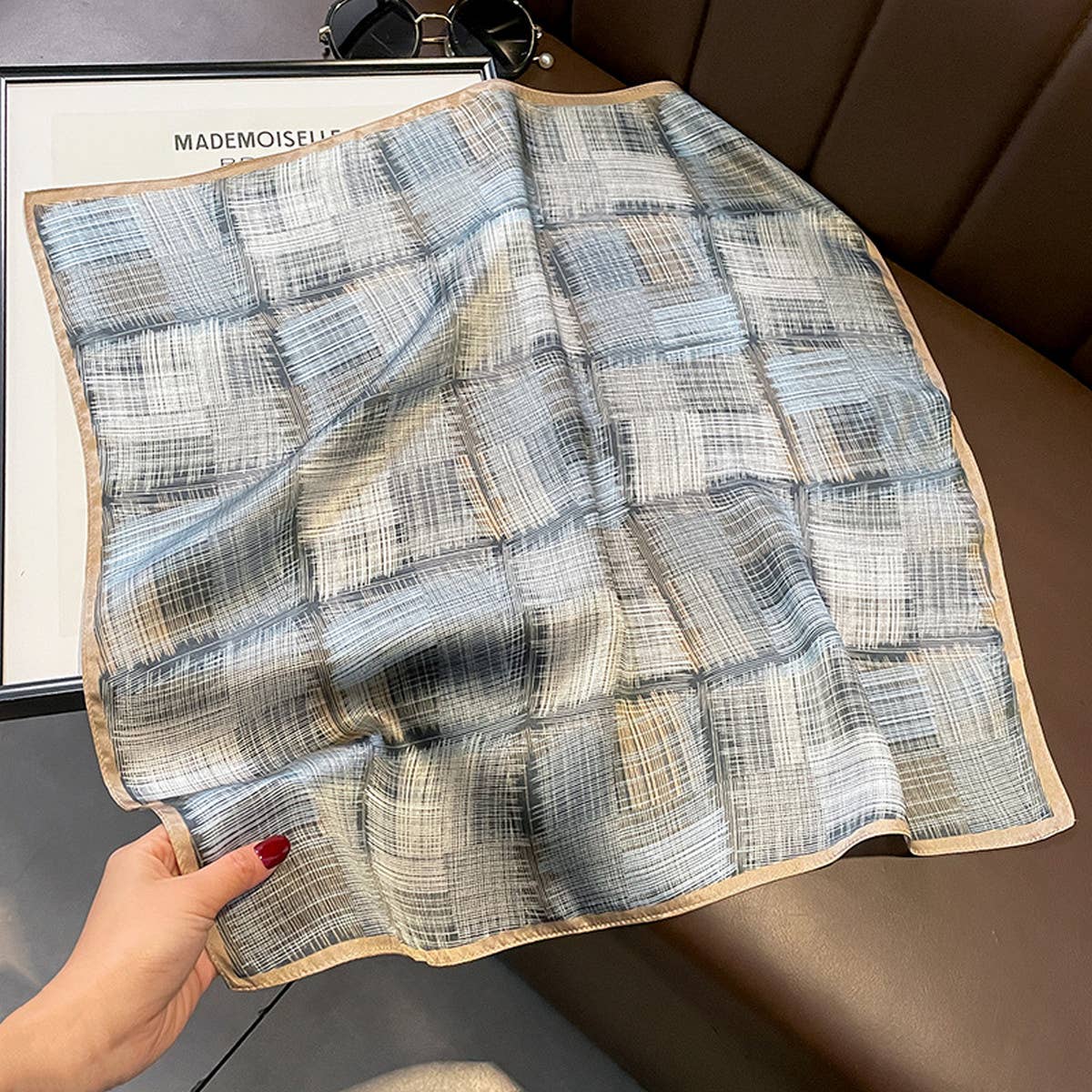 Chic Striped Silk Scarf ? Women’s Square Shawl