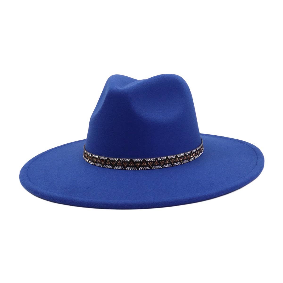 Heart Top Wide Brim Wool Blend Fedora Hat for All_CWAH04378