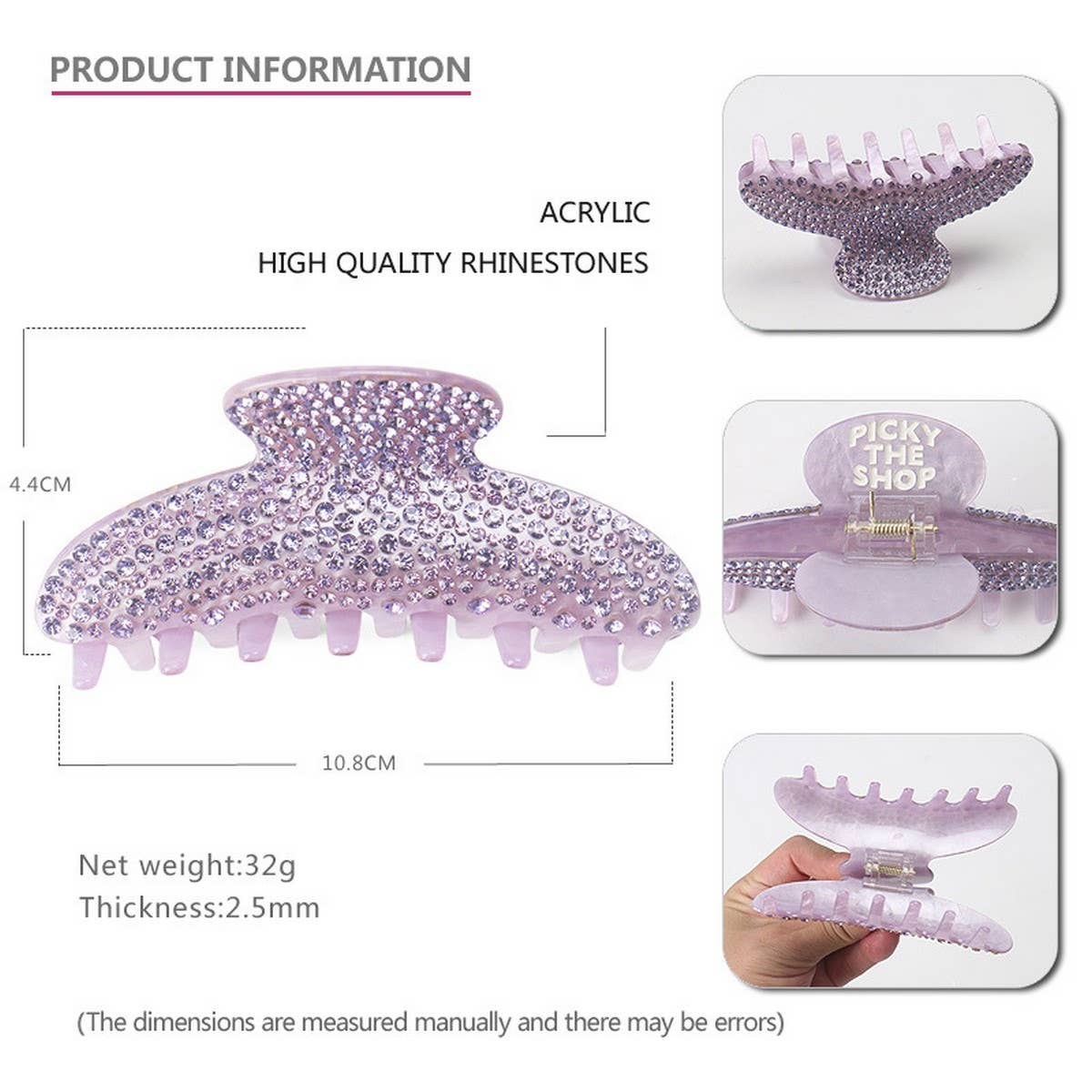 FULL DIAMOND ACRYLIC GRAB CLIP DIAMOND SHARK CLIP