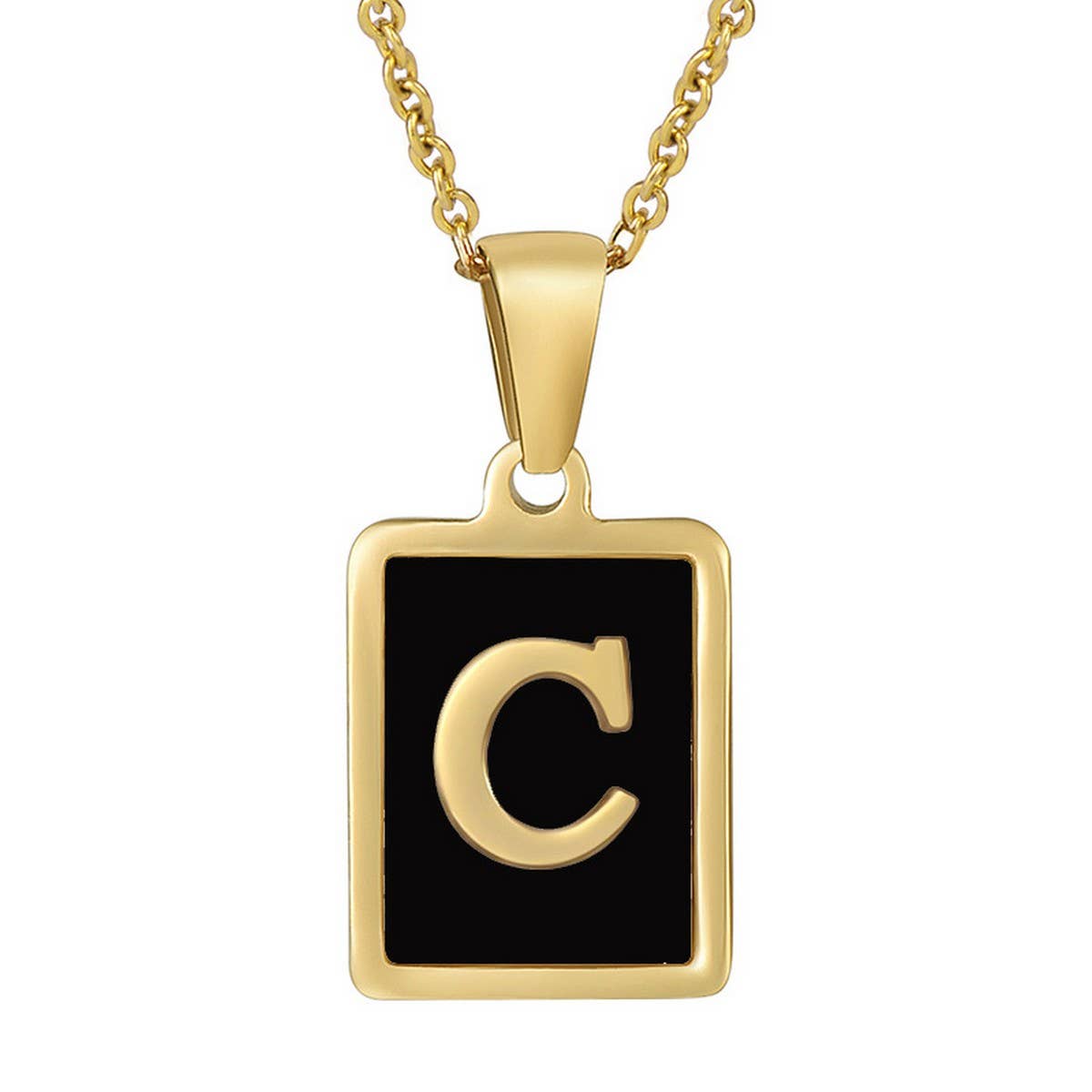 18K STAINLESS STEEL SQUARE 26 LETTER NECKLACE_CWAJE0679