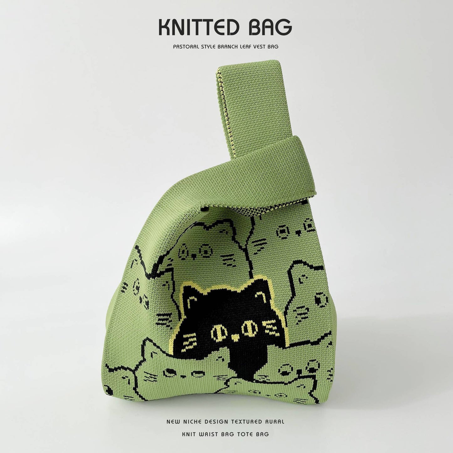 Versatile commuter knit single-shoulder handbag