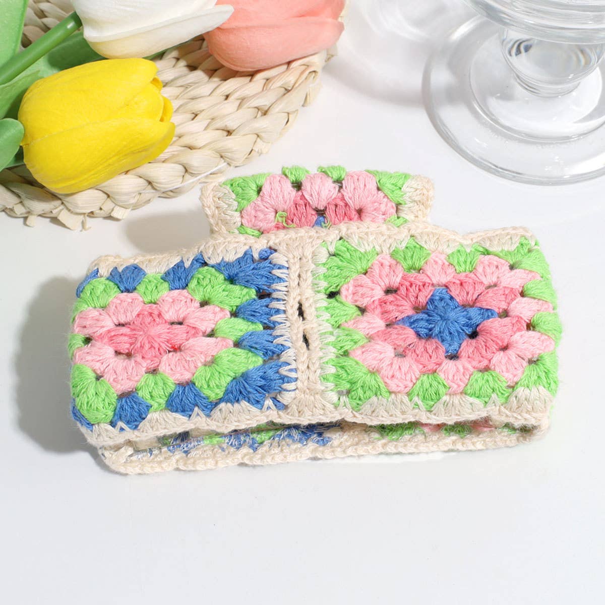 French Knit Hair Claw - 12cm Wide Colorful Clip
