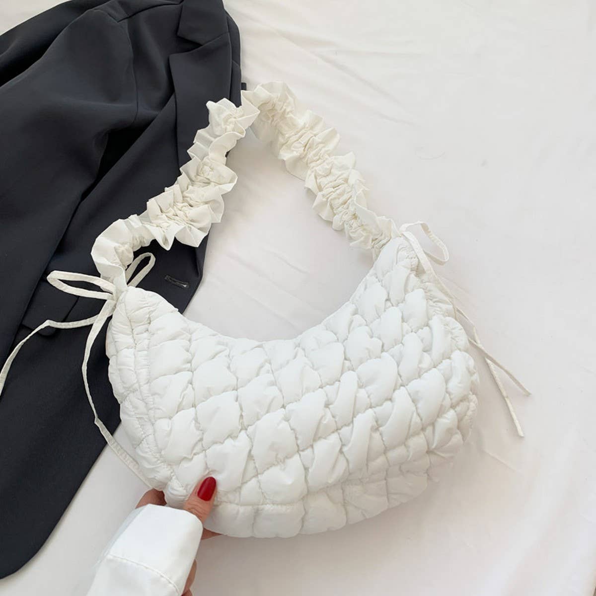 Ruffle Cloud Bag Trendy Puffy Shoulder_CUAB00523