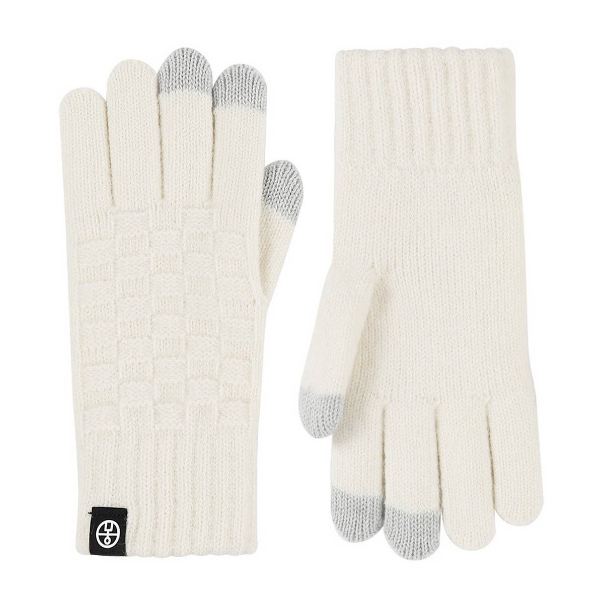 WINTER WARM PLAID KNITTED TOUCH SCREEN GLOVES_CWAG0410