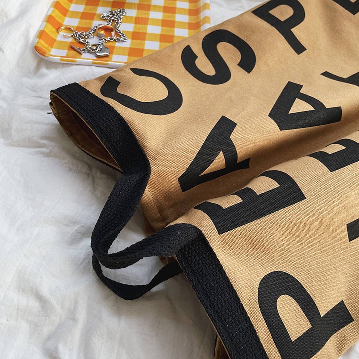 LETTER EMBROIDERED LARGE CAPACITY CANVAS TOTE BAG_CWAB1682