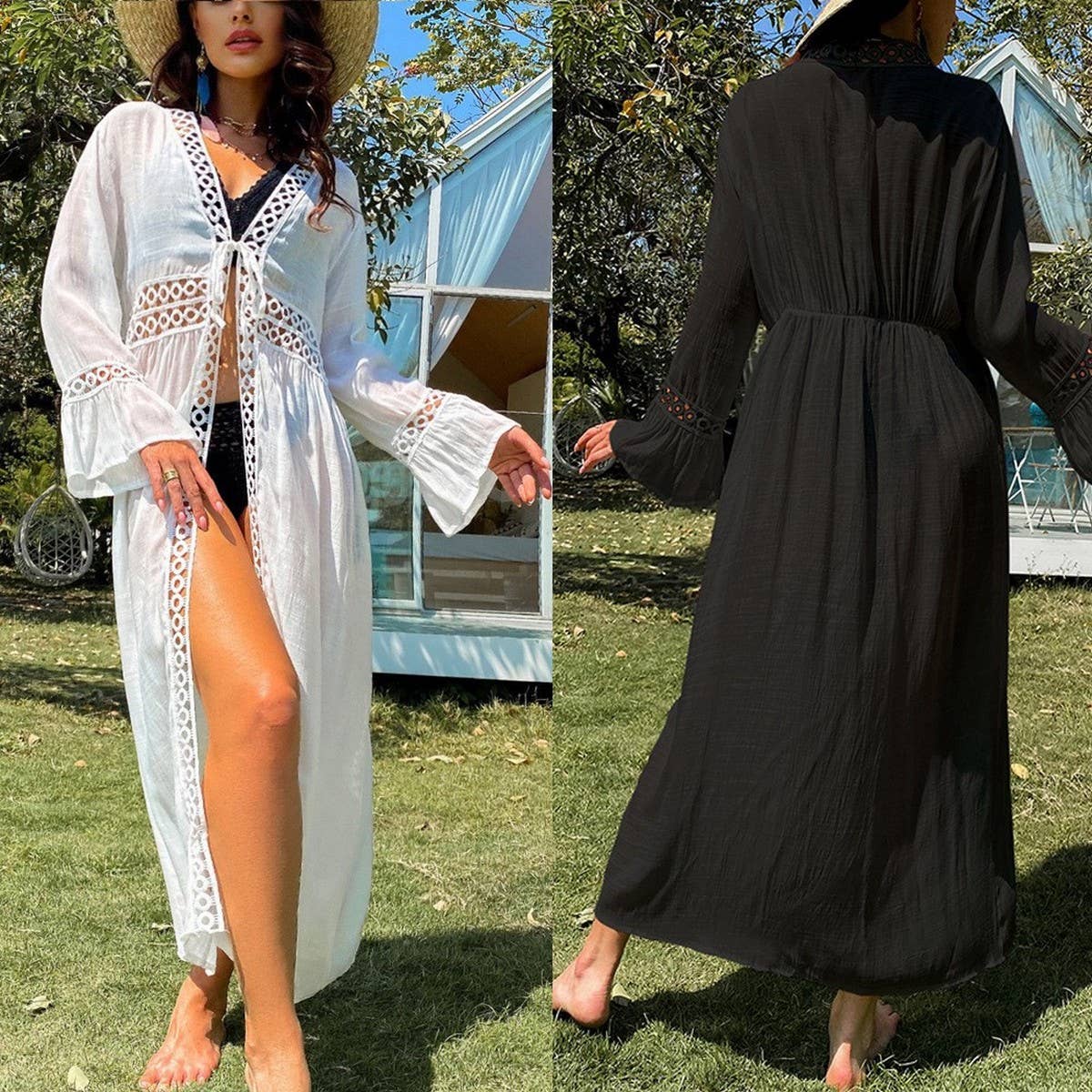 Lace Patchwork Cotton Beach Cover-Up Cardigan