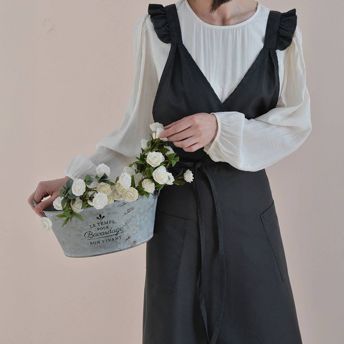 French Dress Style Linen Aprons with pockets