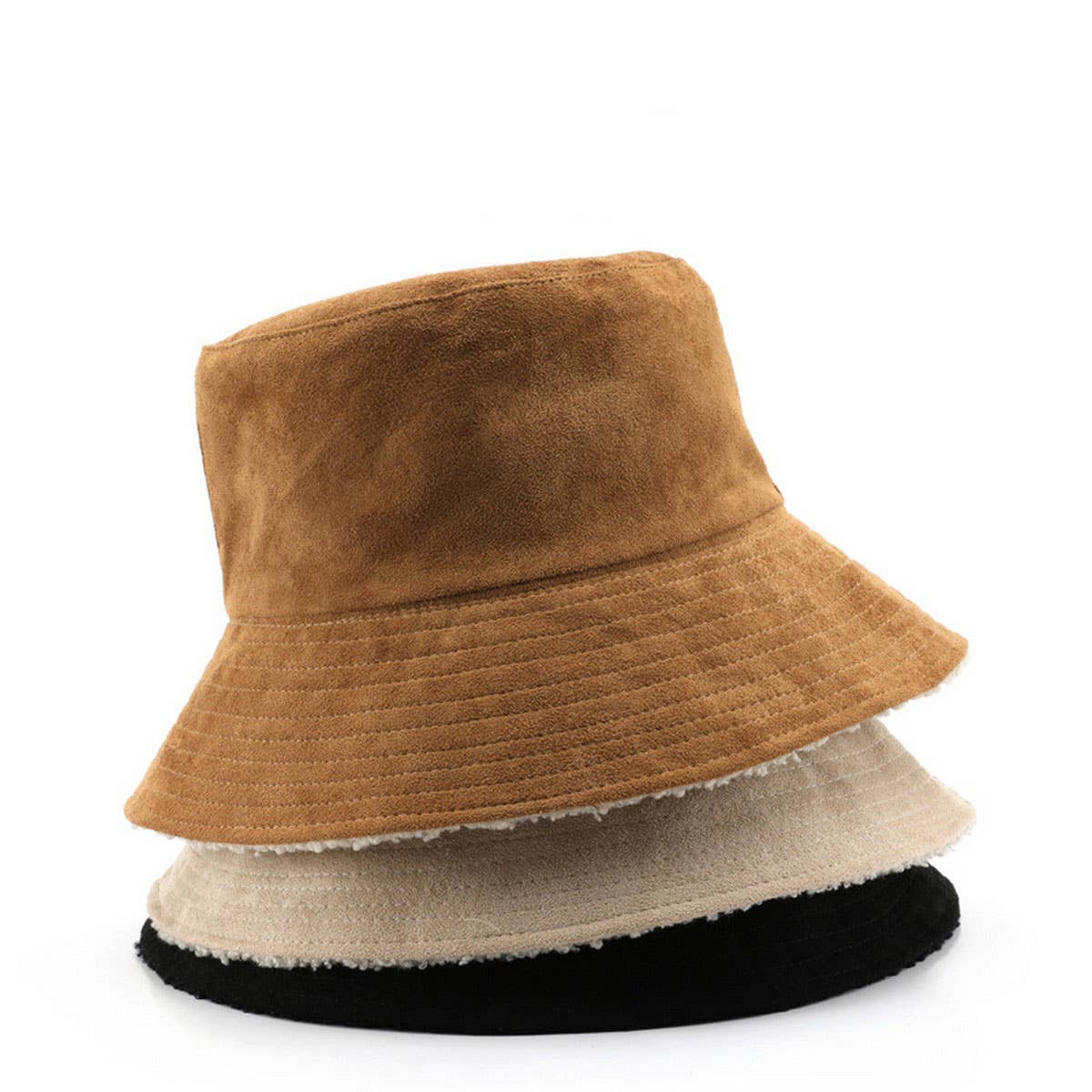 SOLID COLOR CHICKEN SKIN VELVET BUCKET HAT OUTDOOR_CWAH2175