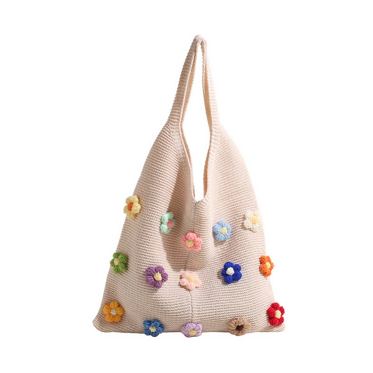 CUTE WOOL FLOWER CROCHET TOTE BAG_CWAB2409