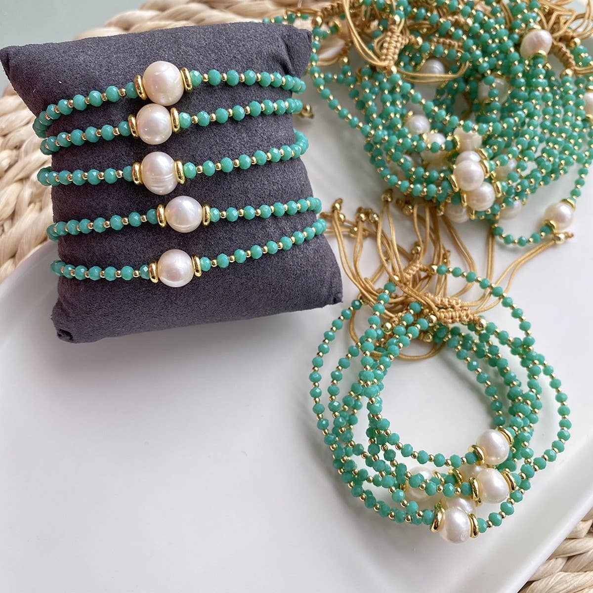 CWAJE4565_FASHION NEW NATURAL PEARL CRYSTAL BRACELET