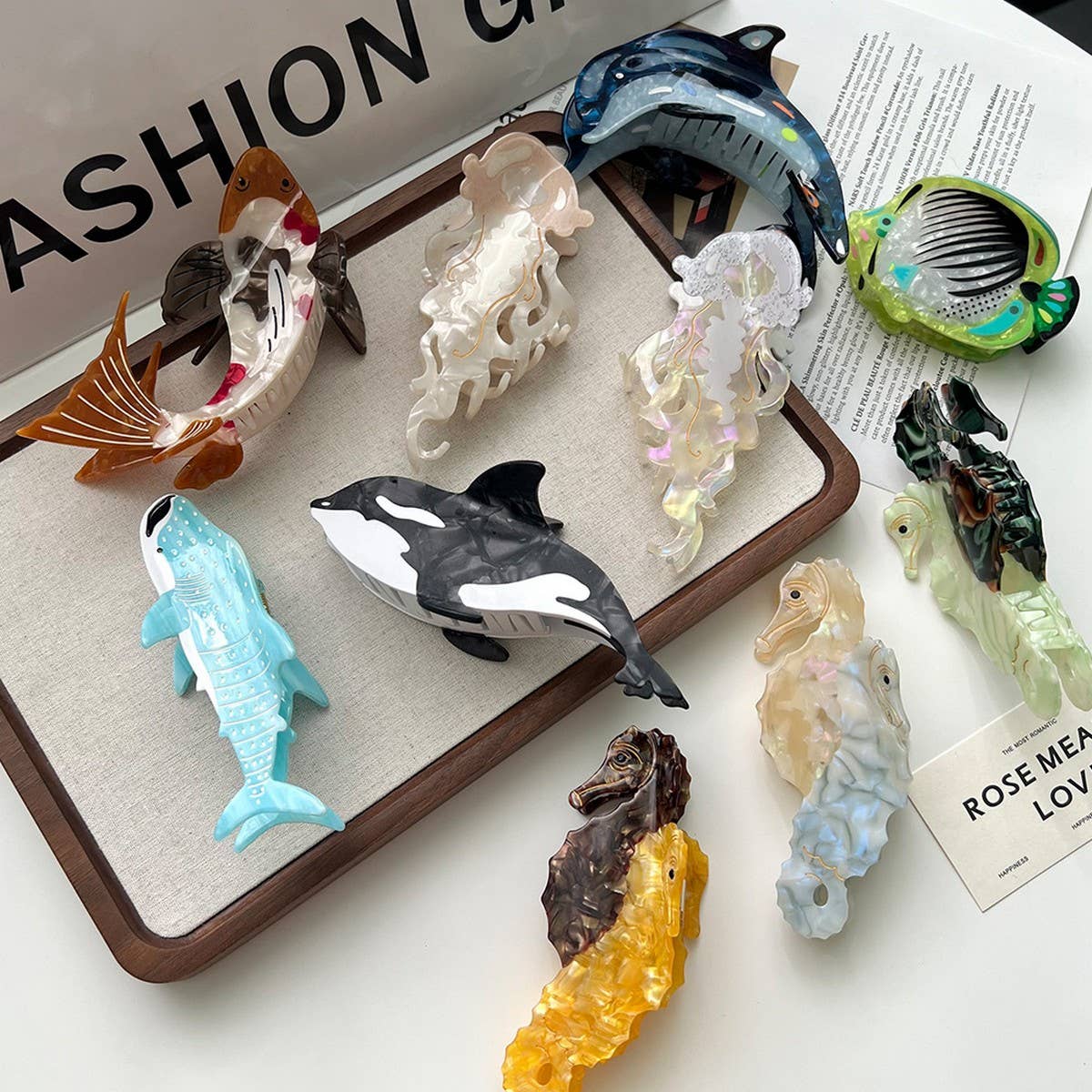 Ocean Hair Claw,Dolphin Whale Jellyfish Large Clip_CWAHA5705