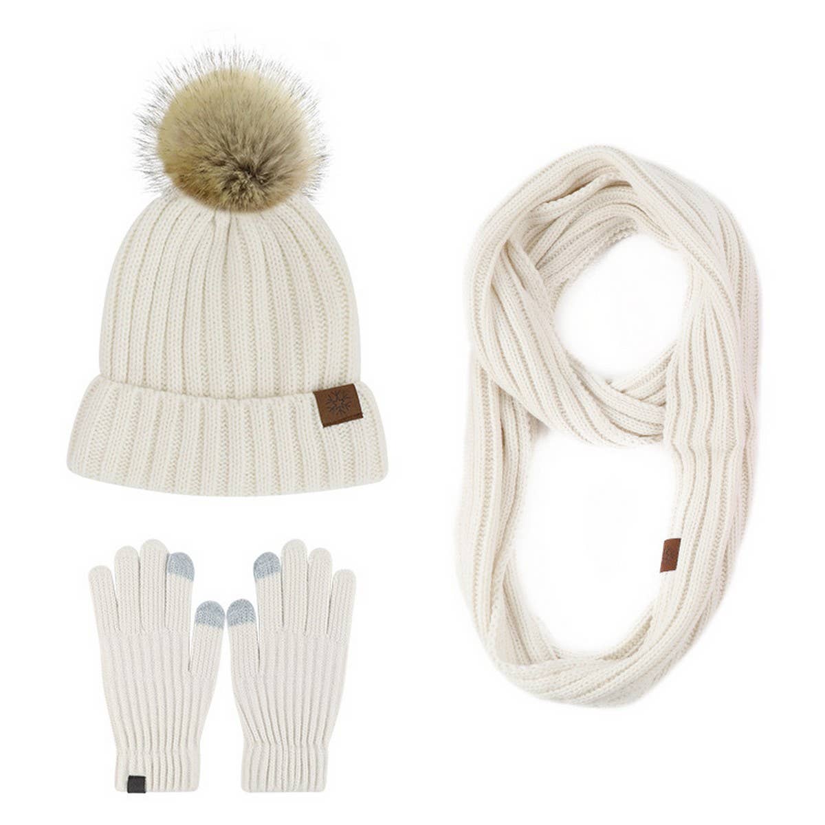 WINTER ADULT OUTDOOR WARM KNITTED SCARF SUIT WOMEN