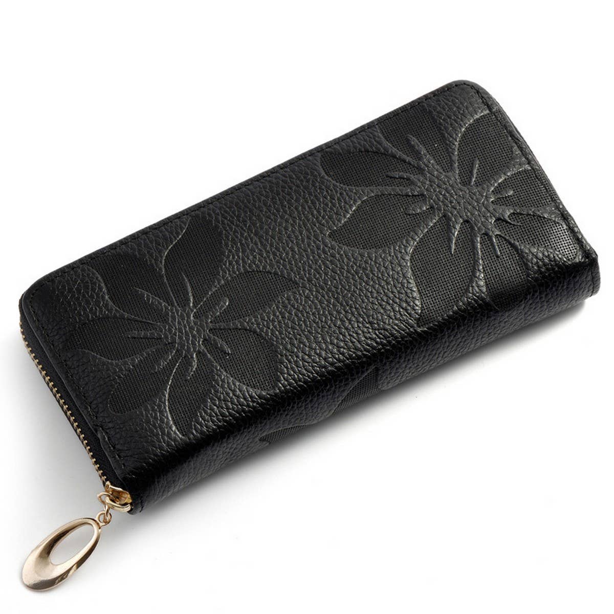 Embossed Leather Long Wallet for Women_CUAB00363