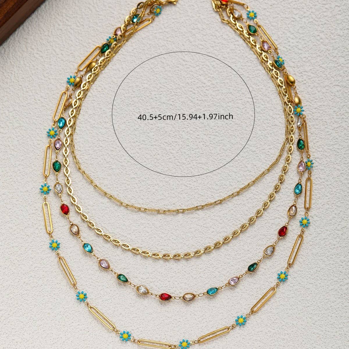 NATURAL STONE HAND-BEADED CLAVICLE NECKLACE