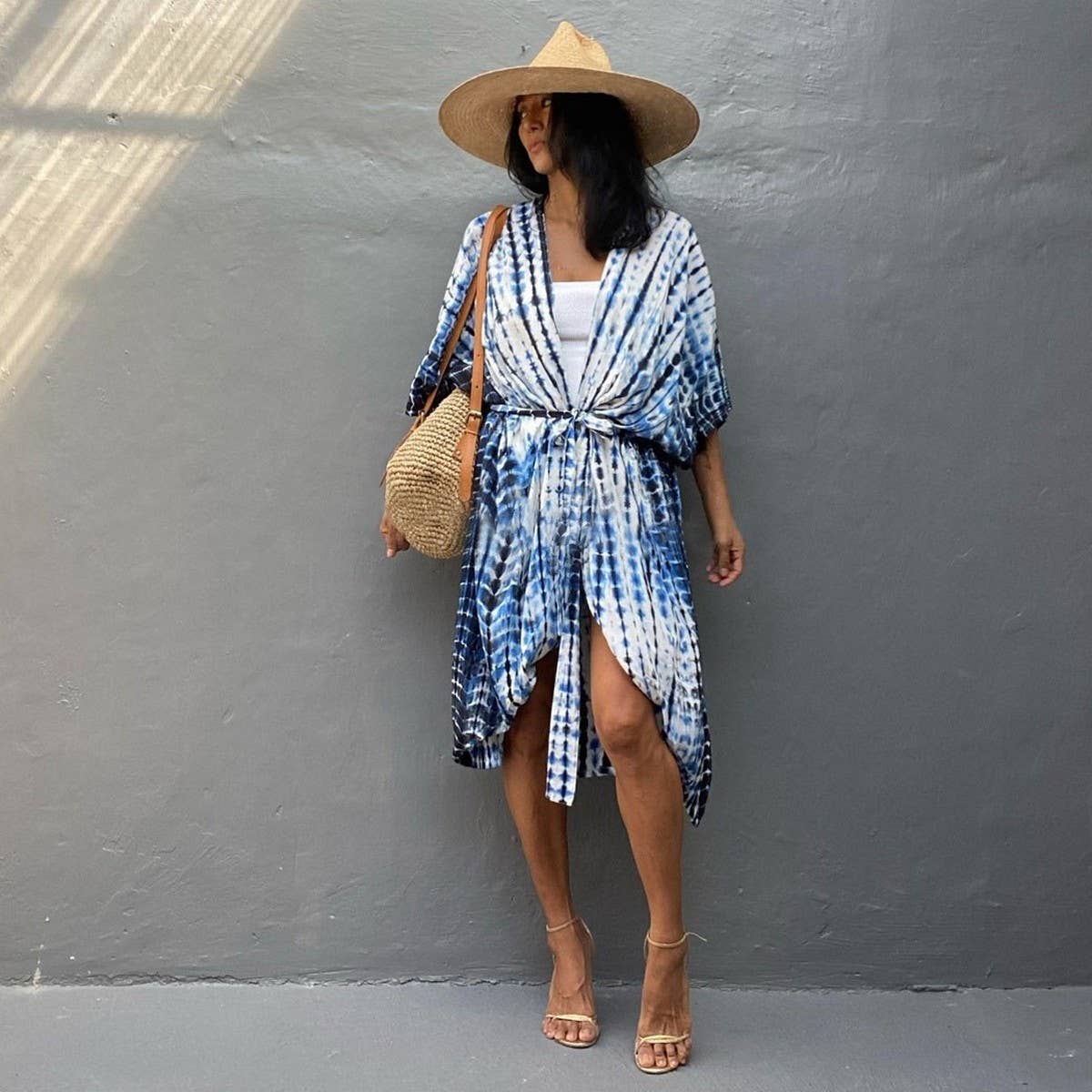 Bamboo Cotton Tie-Dye Beach Cover-Up Cardigan_CWMM6301