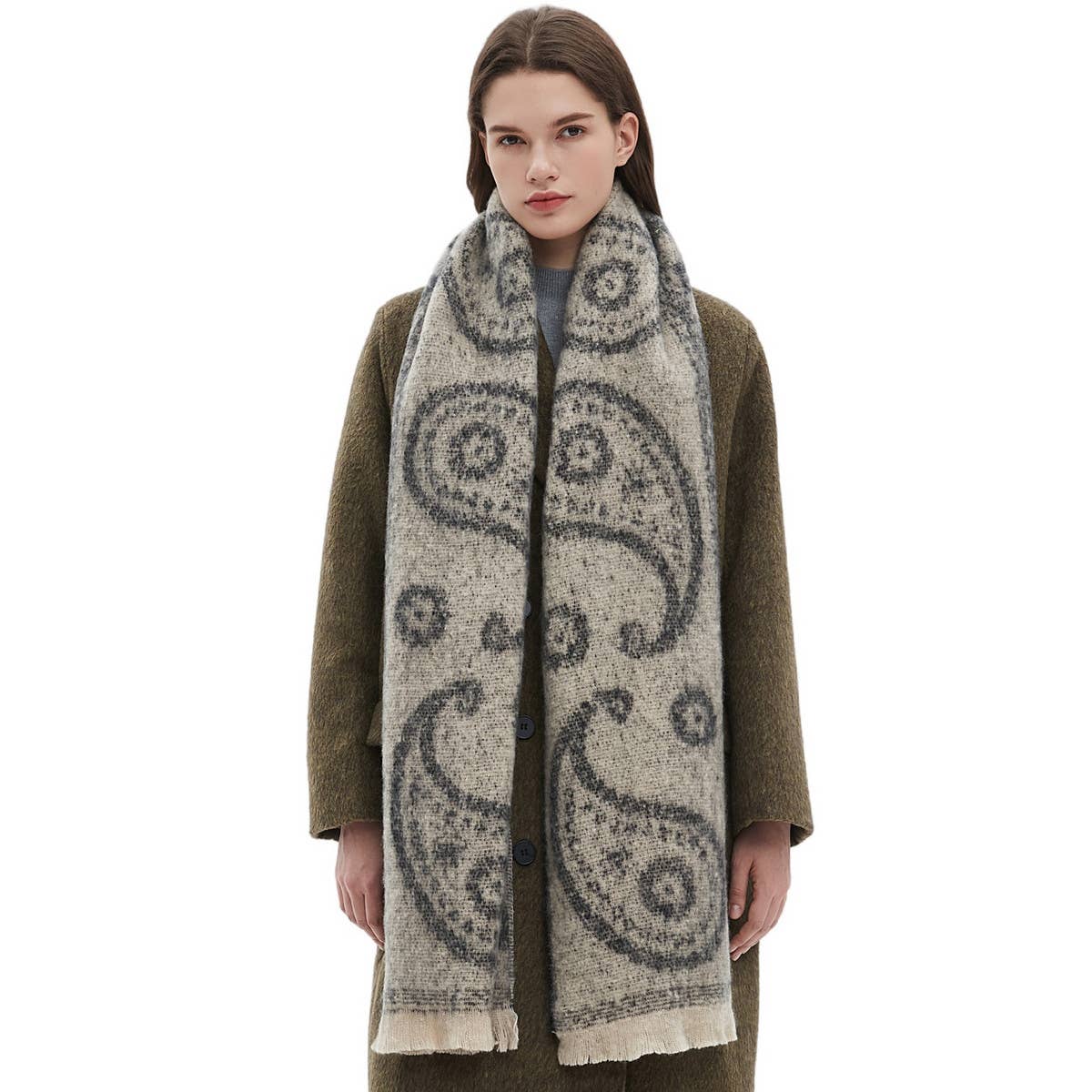 Paisley Jacquard Scarf ??Unisex Winter Shawl Wrap_CWASC0862