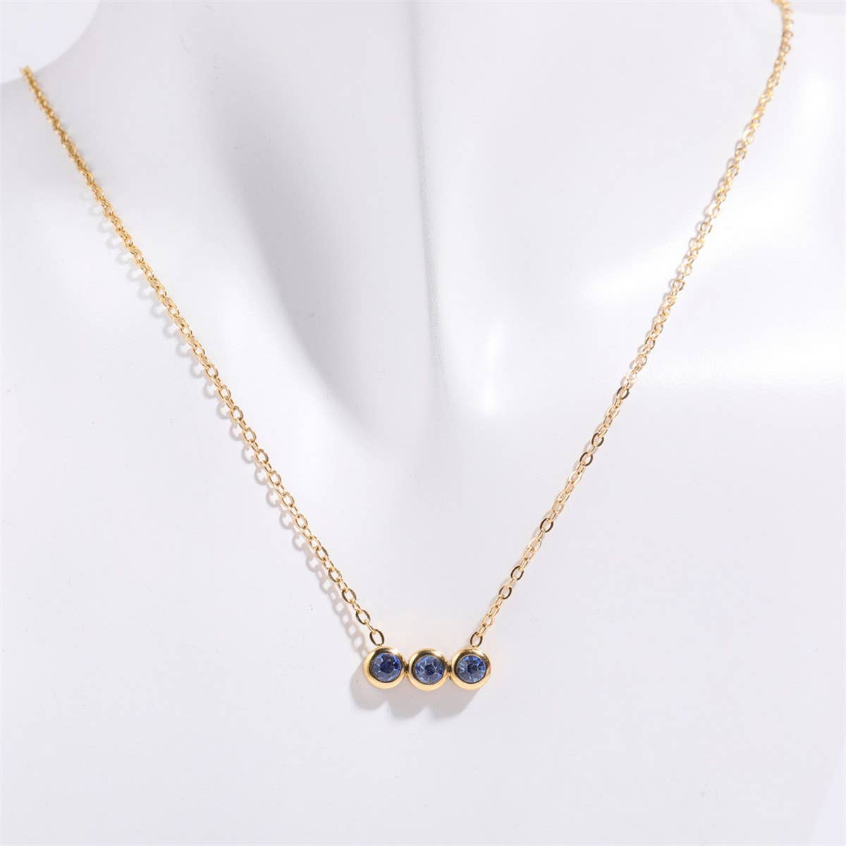 12 Birthstone Pendant Clavicle Necklace_CWMM5670