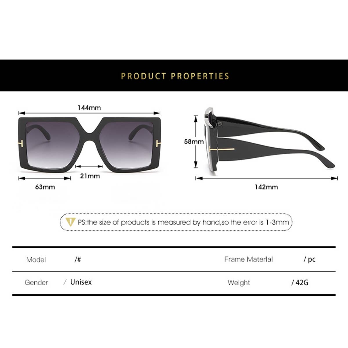 OVERSIZED SQUARE T-SHAPED SUNGLASSES FOR UNISEX_CWASG0251