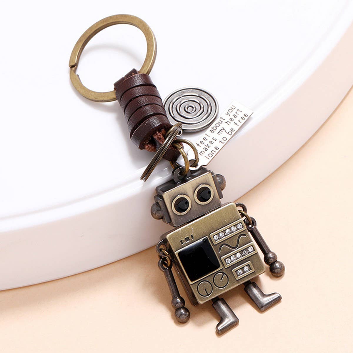 VINTAGE BRAIDED ROBOT COWHIDE KEYCHAIN