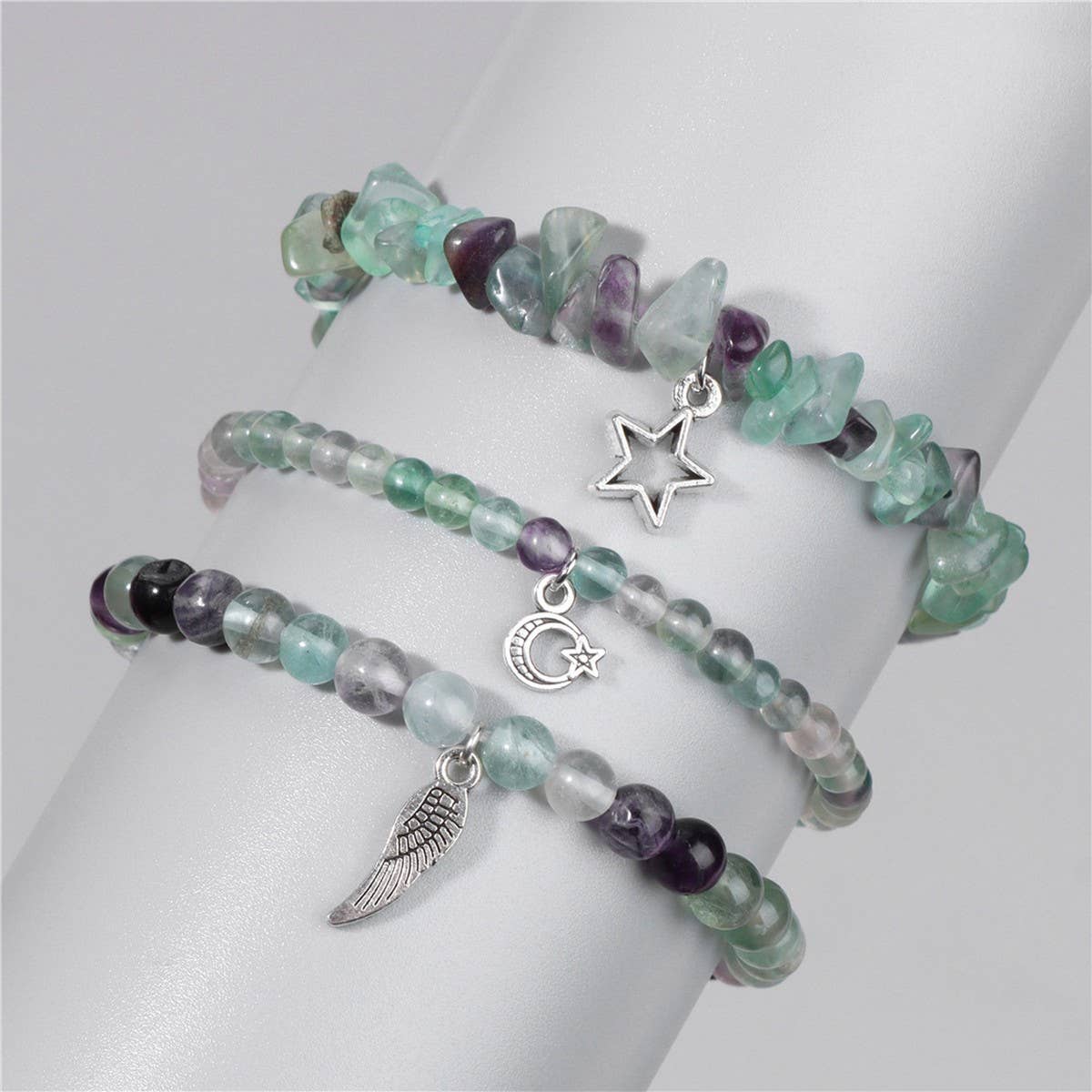 CWAJE4223_NATURAL STONE SIMPLE STAR LEAF PENDANT BRACELET