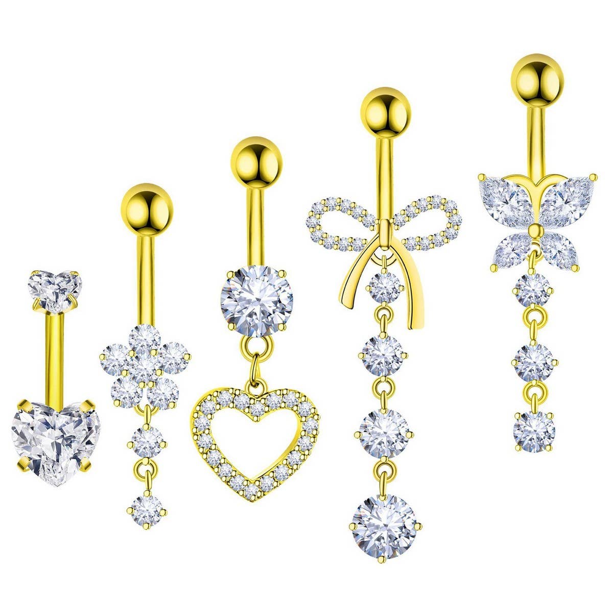 Zircon Belly Ring Set – Steel & Copper Piercings_CWMM9176