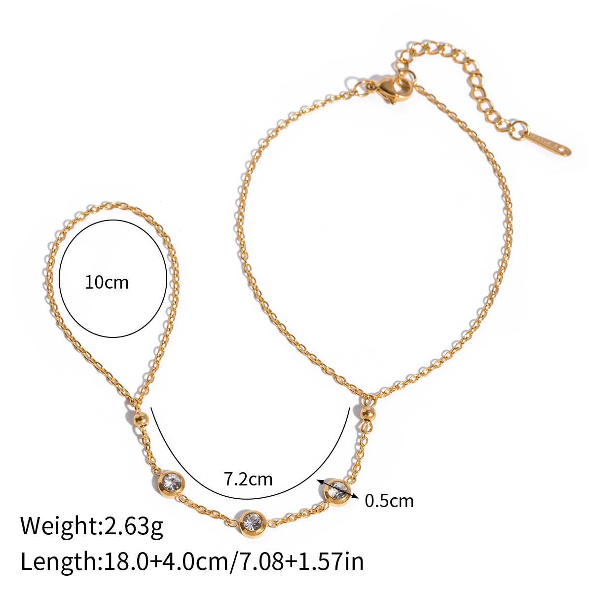 Luxury Stainless Steel Finger Chain Ring Bracelet