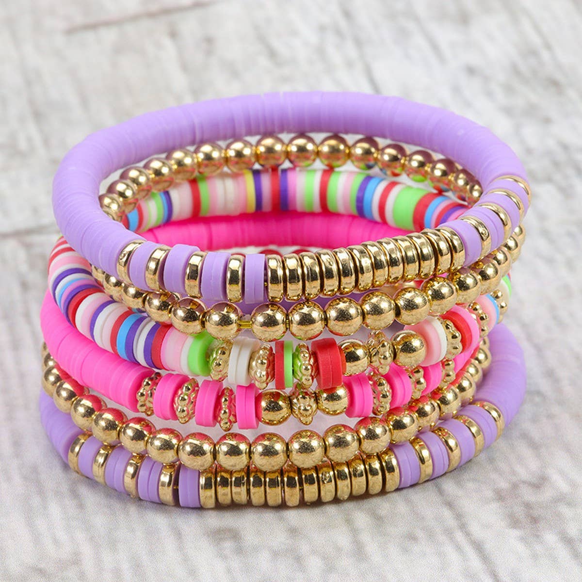 COLORFUL SOFT CERAMIC BEADED BRACELET SET
