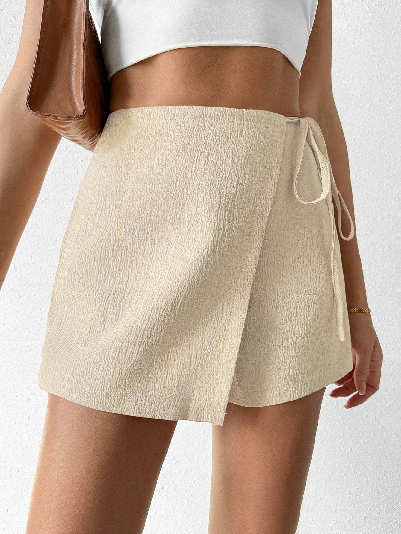 Woven side waist lace-up culottes