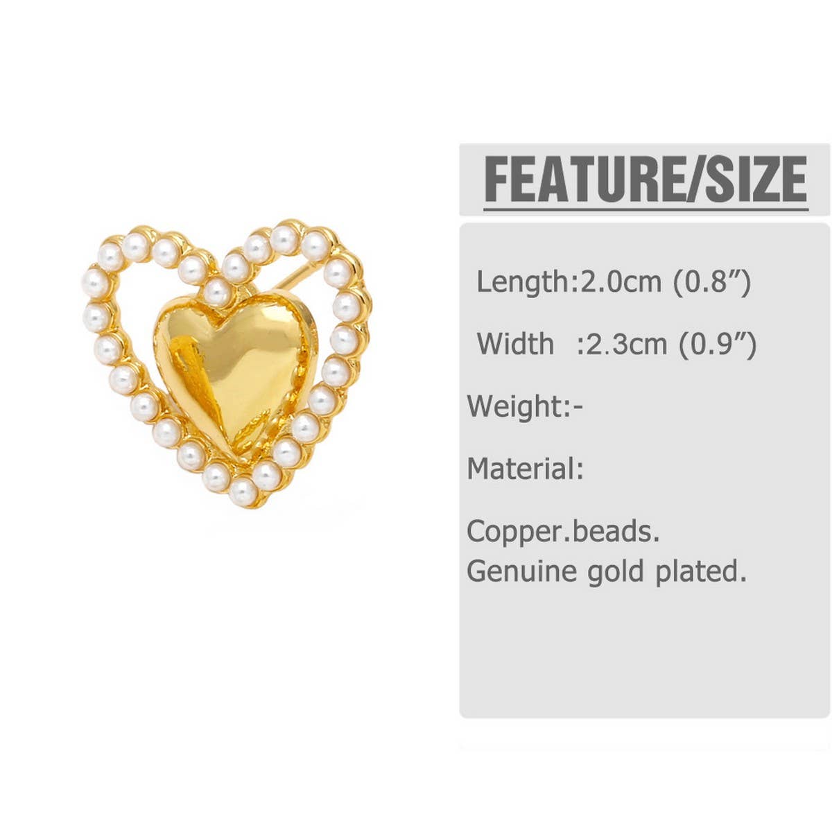 HEART SHAPED PEARL GOLD-PLATED EARRINGS