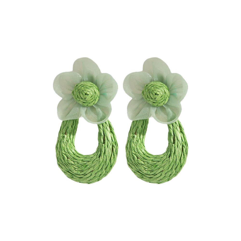 Floral Raffia Mesh Drop Earrings