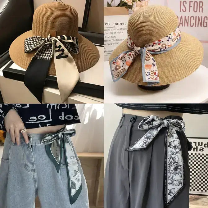 Zodiac Print Skinny Scarf for Hair and Bag Tie_CWASC0736