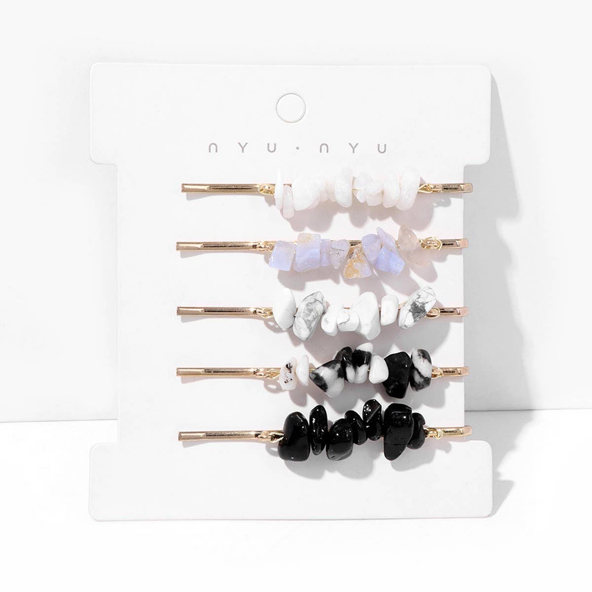 Natural Red Stone Hair Clip Set - Simple & Elegant_CWAHA1763