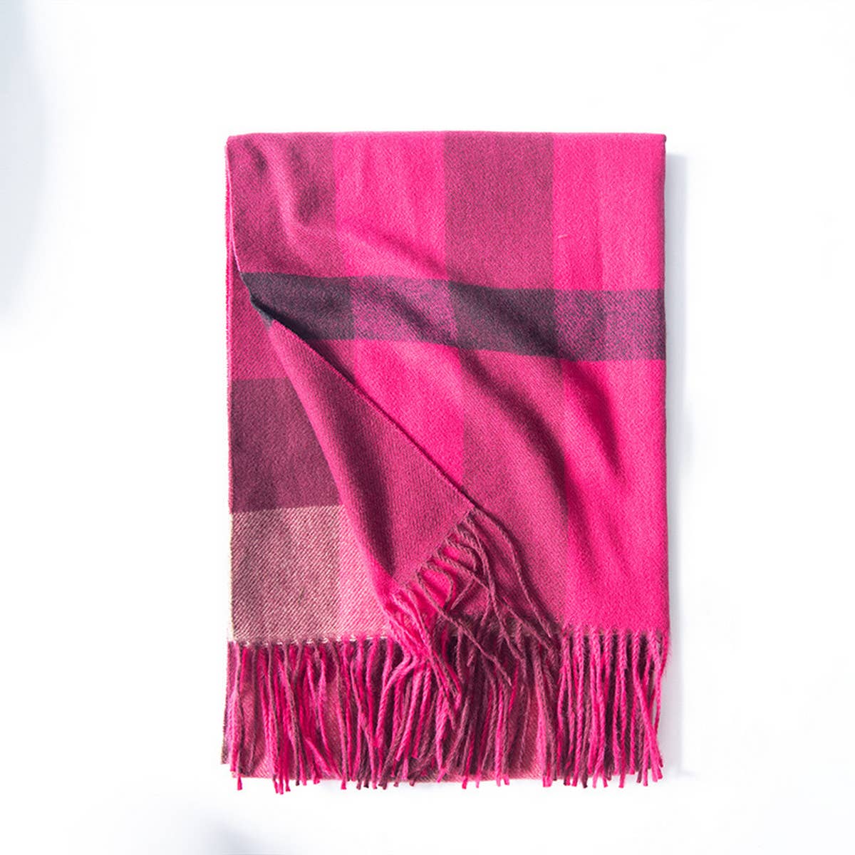 Plaid Faux Cashmere Scarf - Thick Warm Neck Wrap_CWASC0242