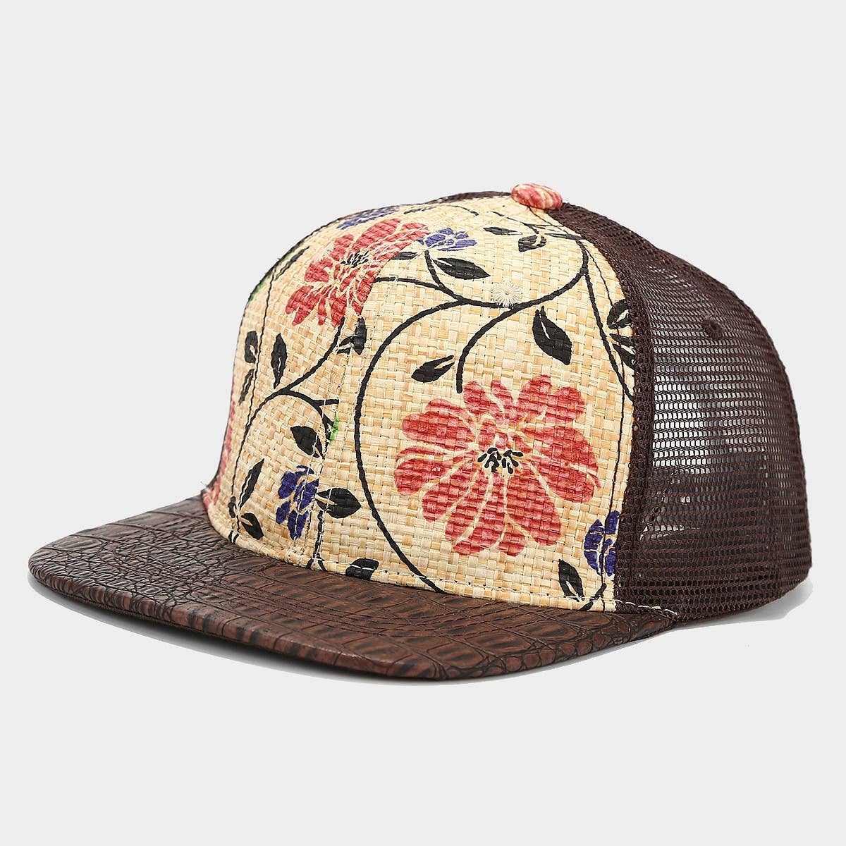 Printed Straw Mesh Baseball Cap, Summer Unisex_CWAH1628