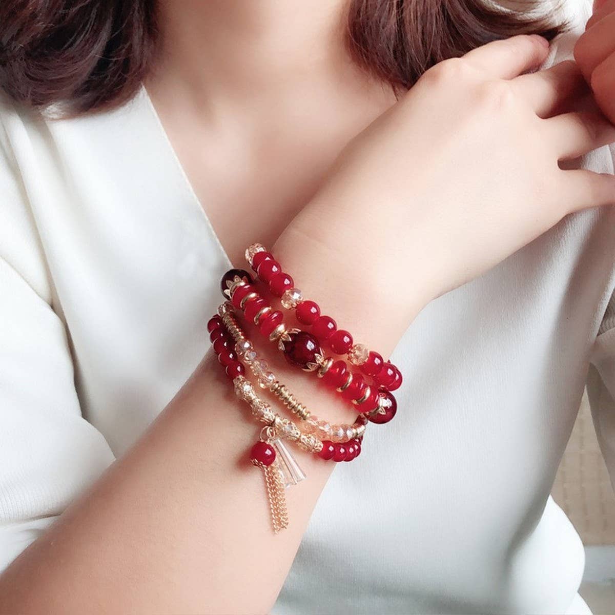 CWAJE2504_BOHEMIAN MULTI-LAYER BEADED CRYSTAL BRACELET