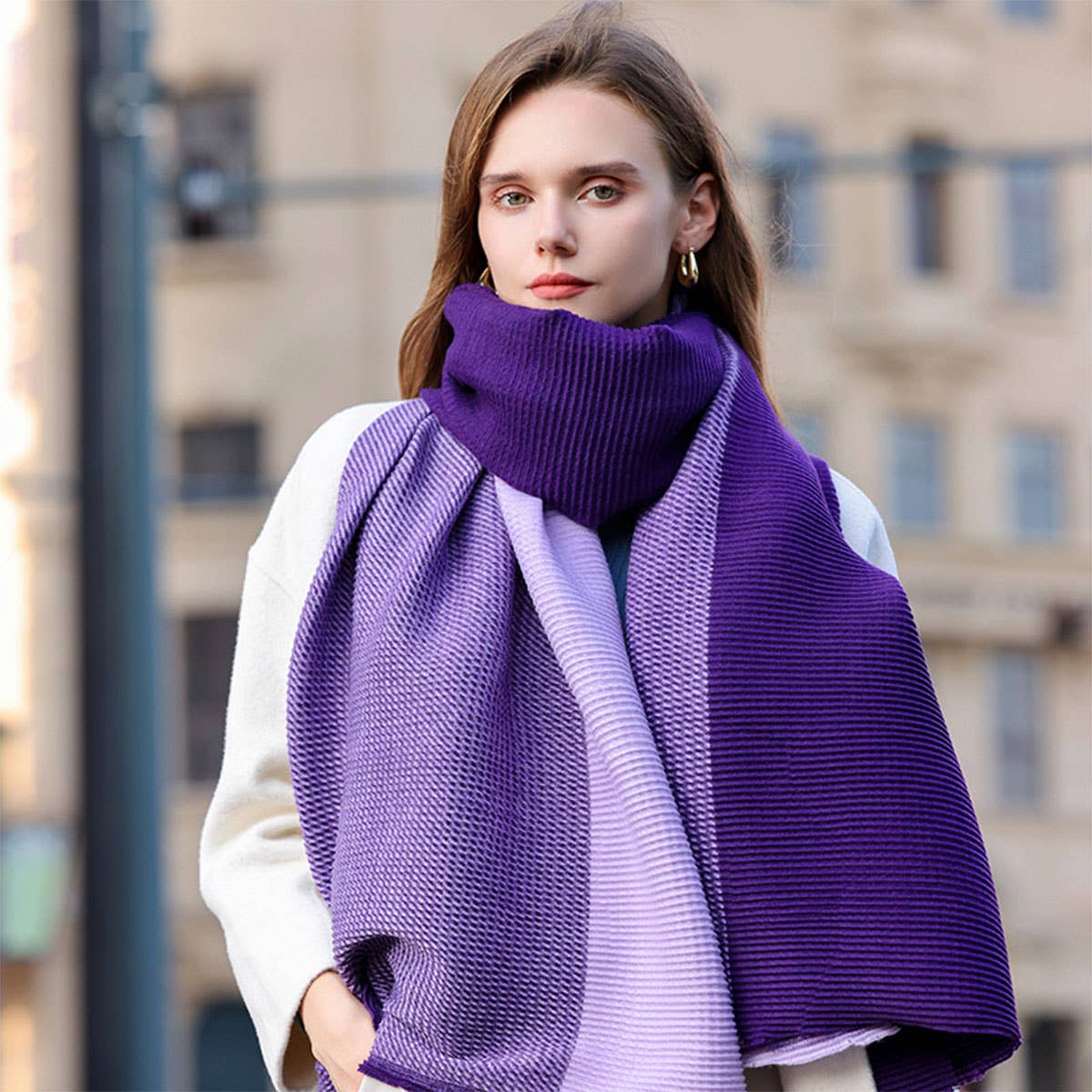 Double-Sided Crinkle Scarf - Elegant Winter Wrap