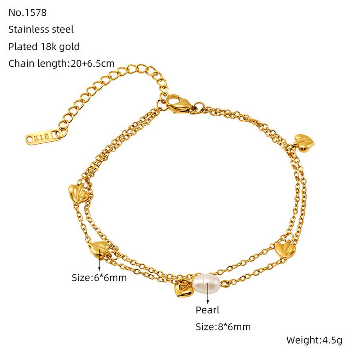 18K titanium steel bracelet with a love bracelet