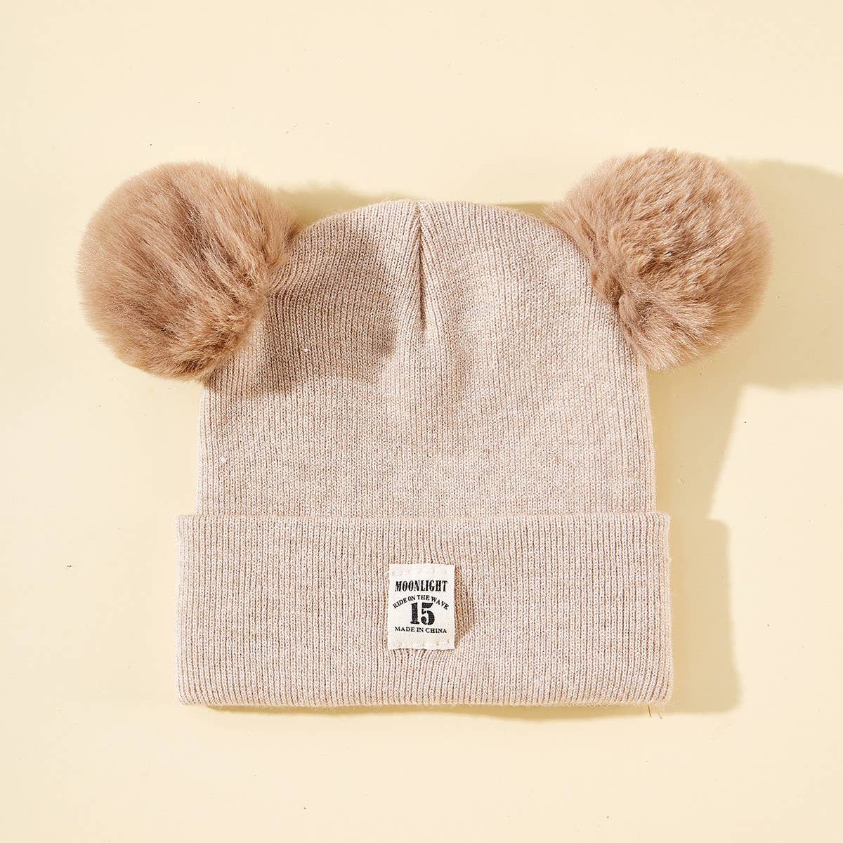 SOLID COLOR CHILDREN'S DOUBLE BALL KNITTED HAT_CWAH1742
