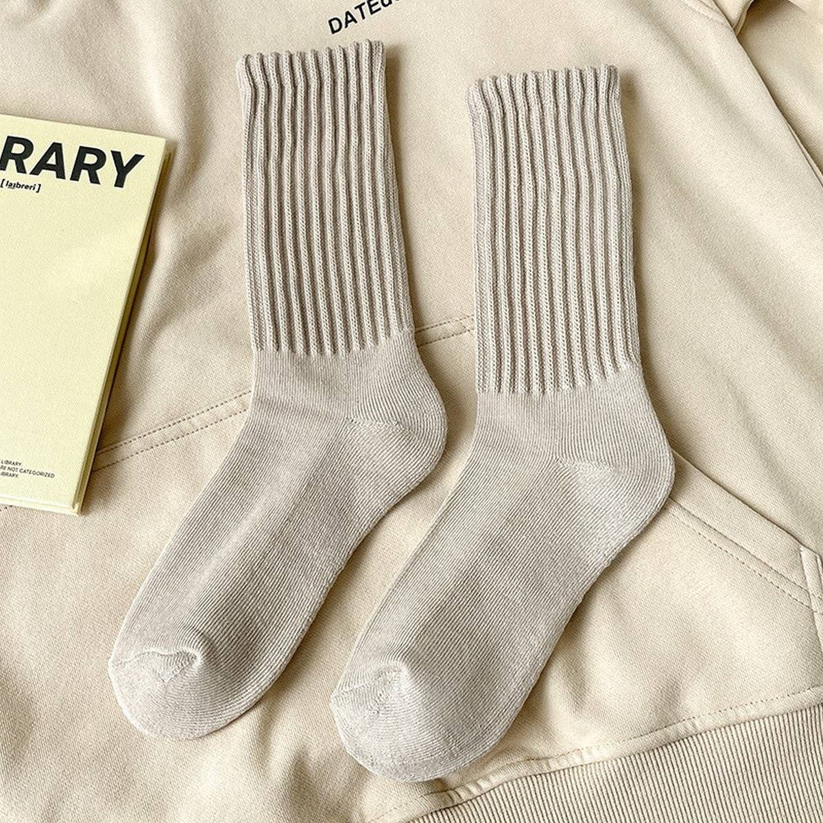 AUTUMN AND WINTER WARM SOLID COLOR STACKED SOCKS_CWMS1047