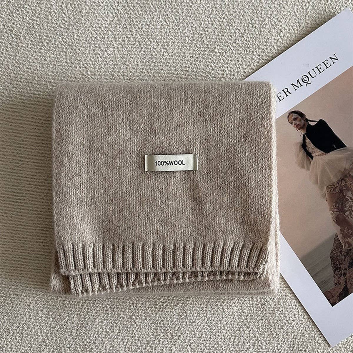 100% Wool Aurora Blue Knit Scarf - Soft & Warm_CWASC2285