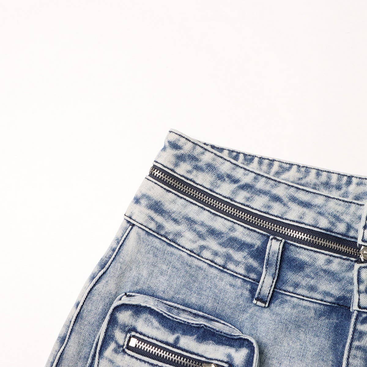 FASHION TRENDY ZIPPER SPLICING MULTI POCKET JEANS_CWJP0195