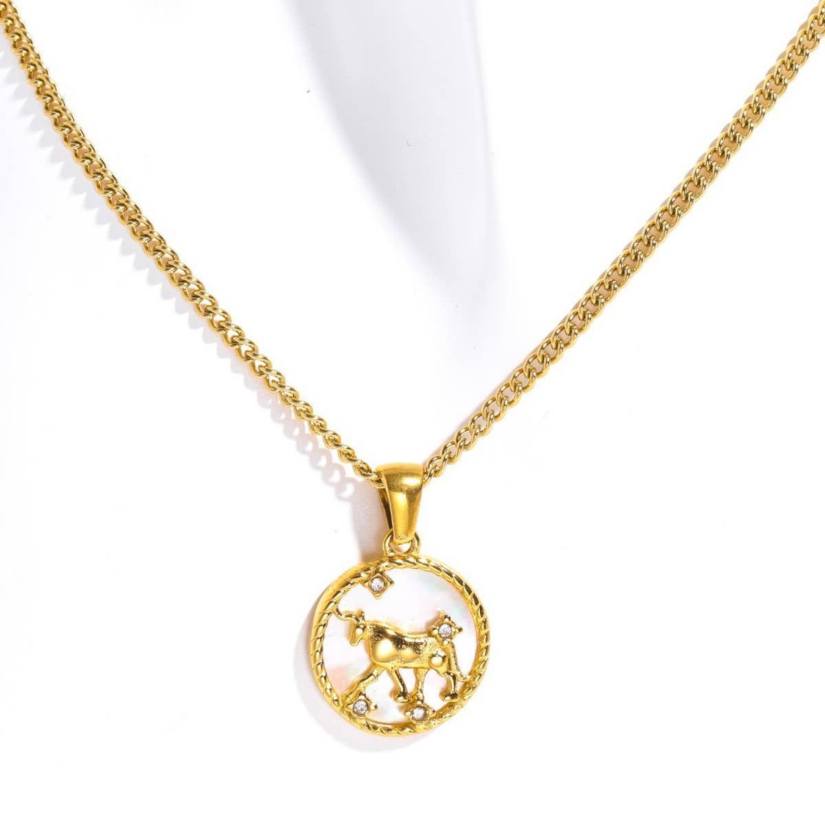 12 Constellations Shell Coin Necklace_CWMM3750