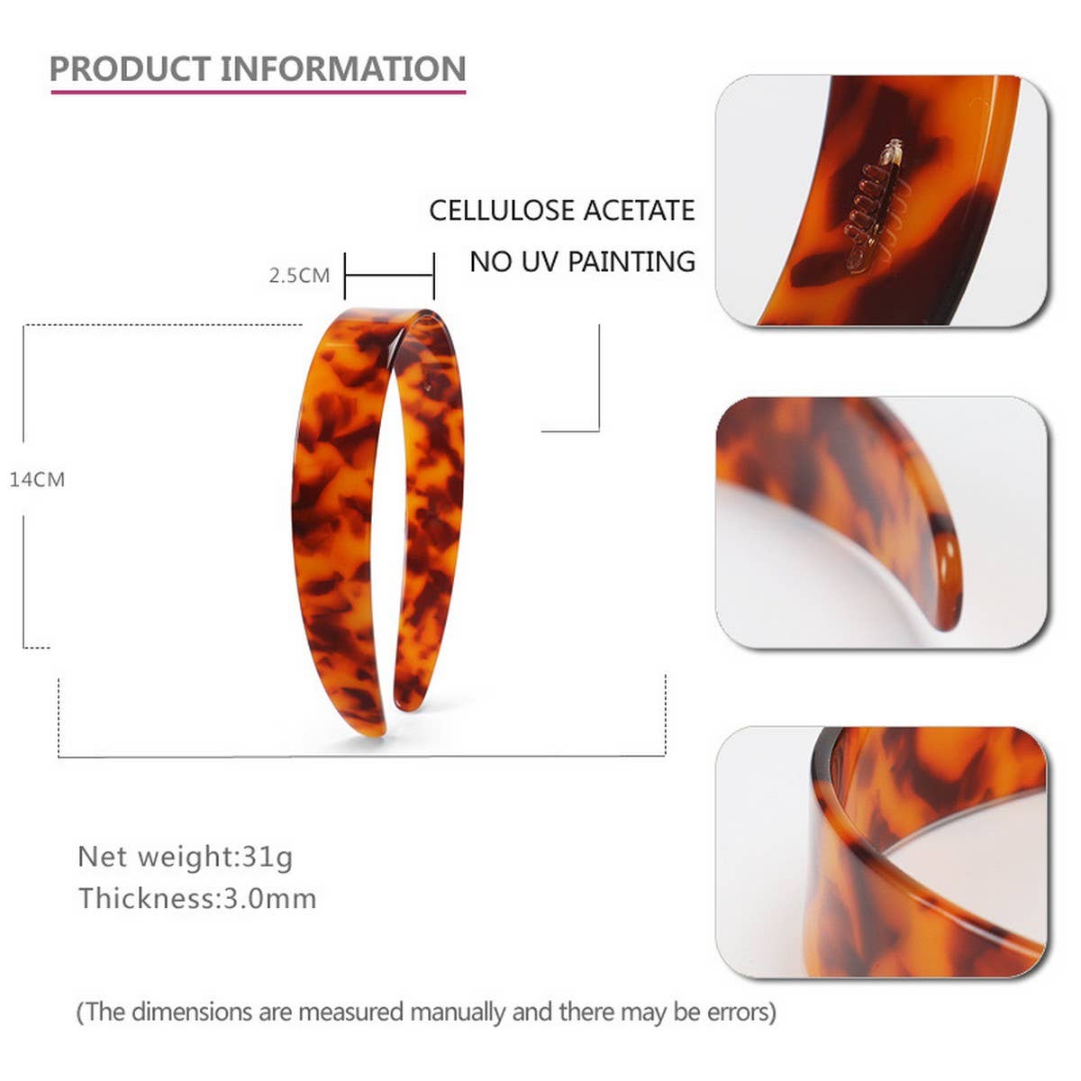 ACETATE RETRO 2.5CM WIDE HEADBAND HAIRPIN_CWAHA4342