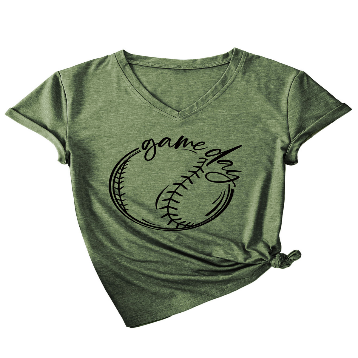 Casual Women?™s Tee ??Game Day V-Neck Design_CWTTS1535