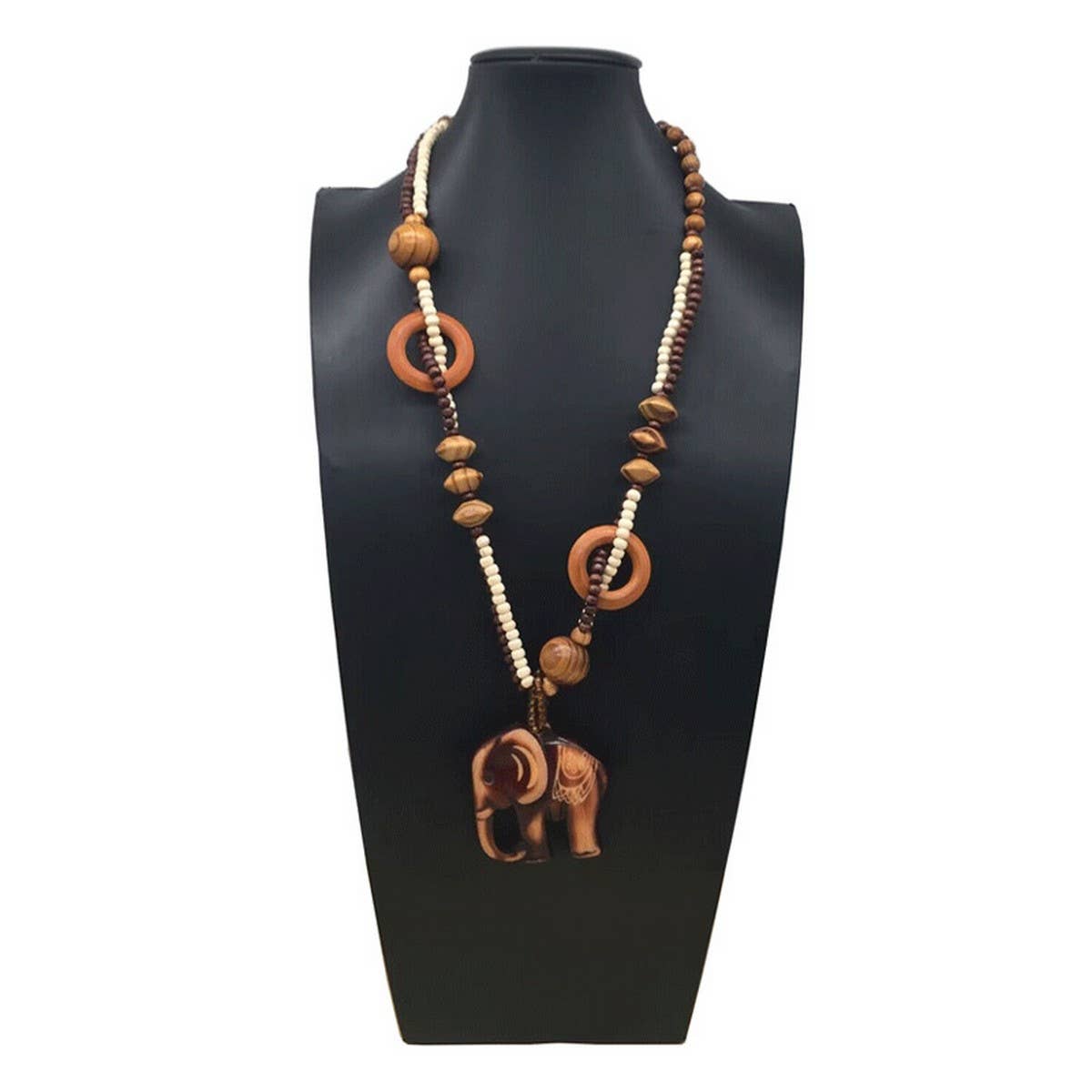 BOHEMIAN VINTAGE WOODEN BEAD NECKLACE_CWMM4566