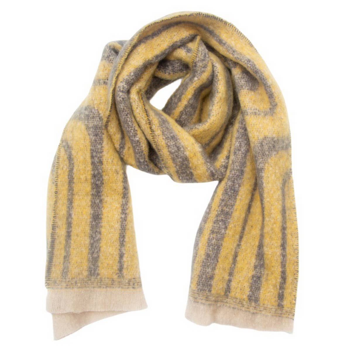 Geometric Loop Yarn Winter Scarf with Shawl Wrap