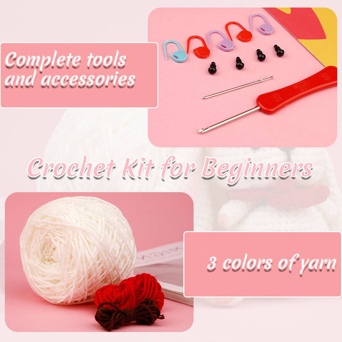 HANDMADE YARN RABBIT CROCHET DOLL MATERIAL PACKAGE