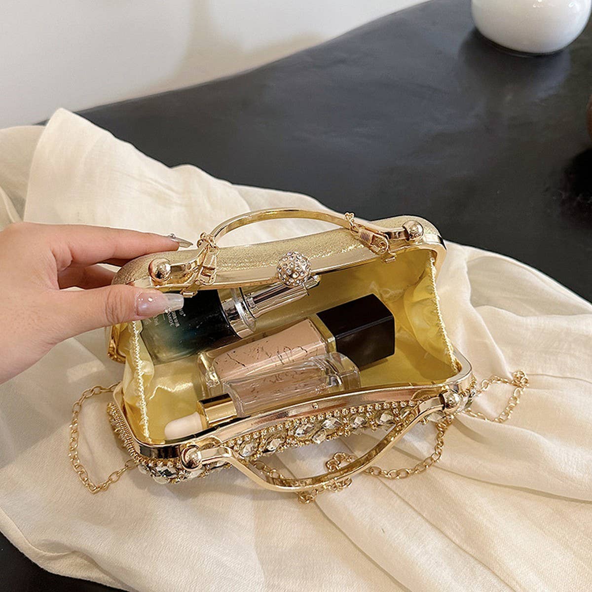 RHINESTONE CLUTCH BAG TASSEL LADY EVENING BAG_CWAB3251