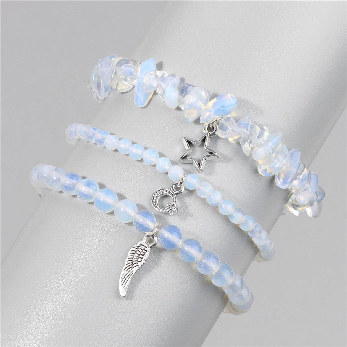 CWAJE4223_NATURAL STONE SIMPLE STAR LEAF PENDANT BRACELET