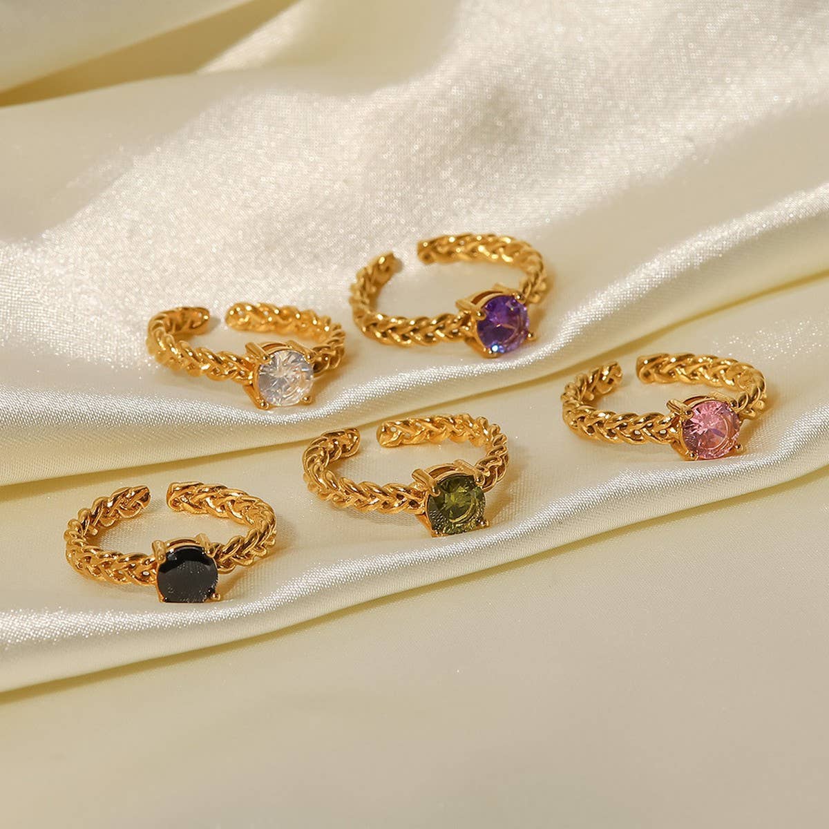 ZIRCON INLAY RINGS ADJUSTABLE TITANIUM STEEL RINGS_CWAJE1238